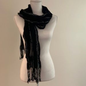 Black scarf with silver threading